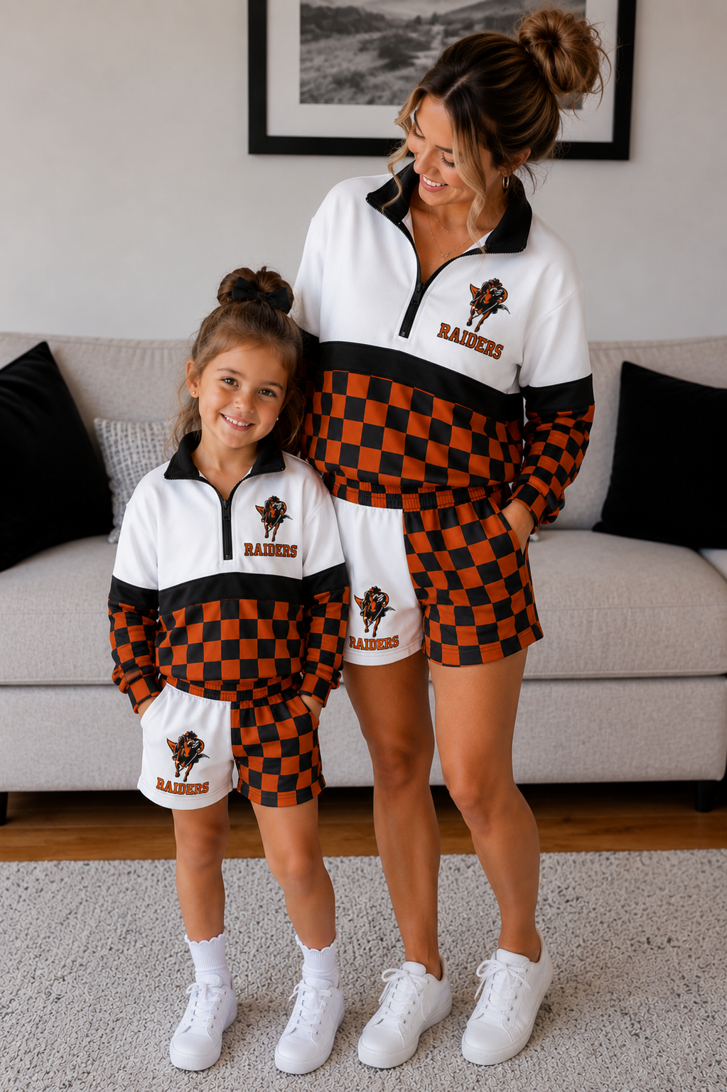 ADULTS RAIDERS CHECKERED PULLOVER