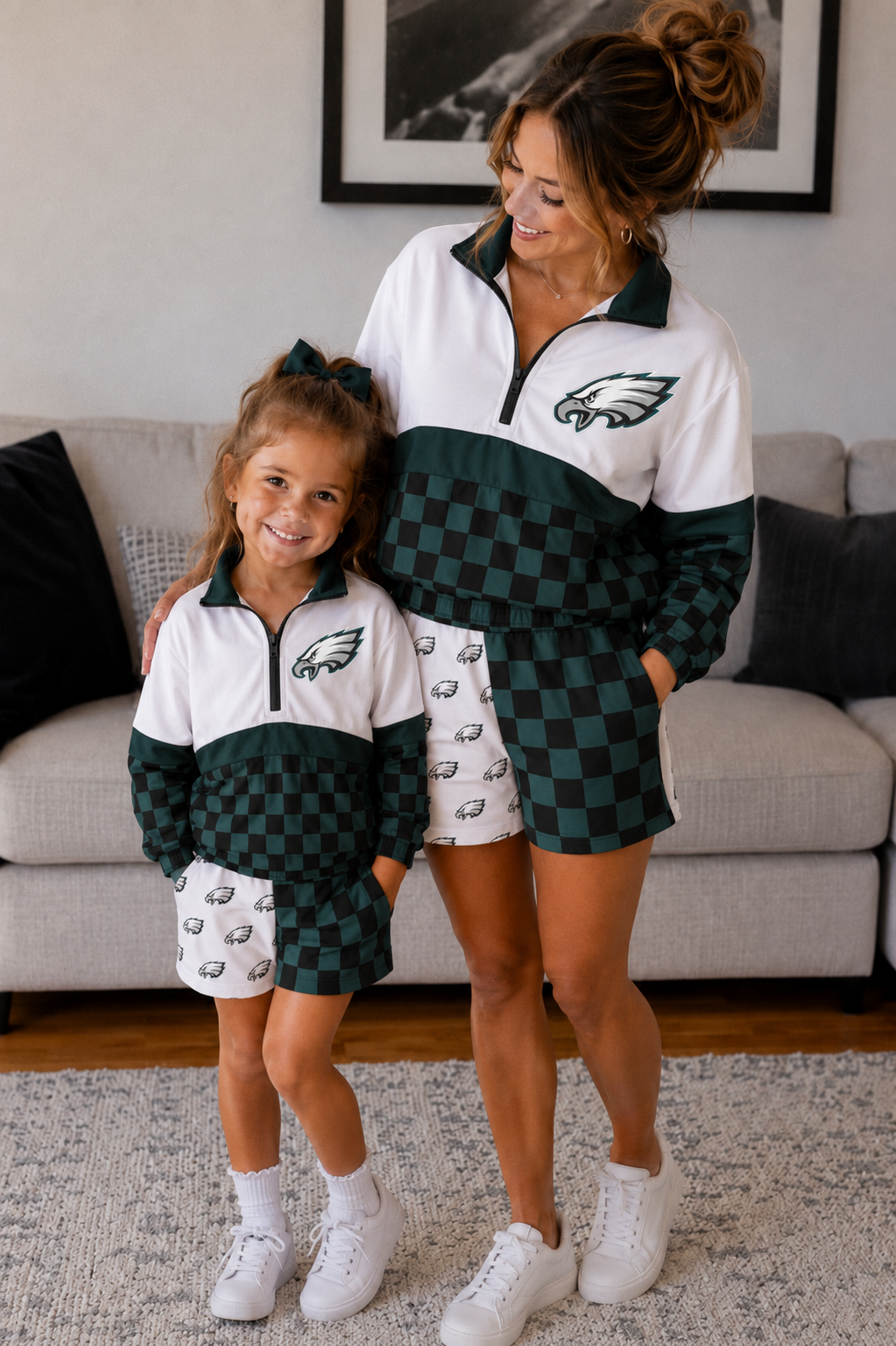 ADULTS EAGLES CHECKERED PULLOVER
